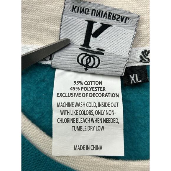 King Universal Peacock Sweatshirt Womens XL Blue Embroidered Y2K Floral Retro - Picture 6 of 7